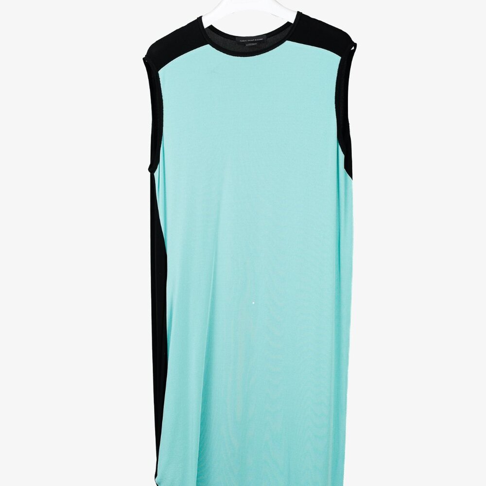 Marie Saint Pierre Black & Teal Colour-Block Maxi Dress, Size L